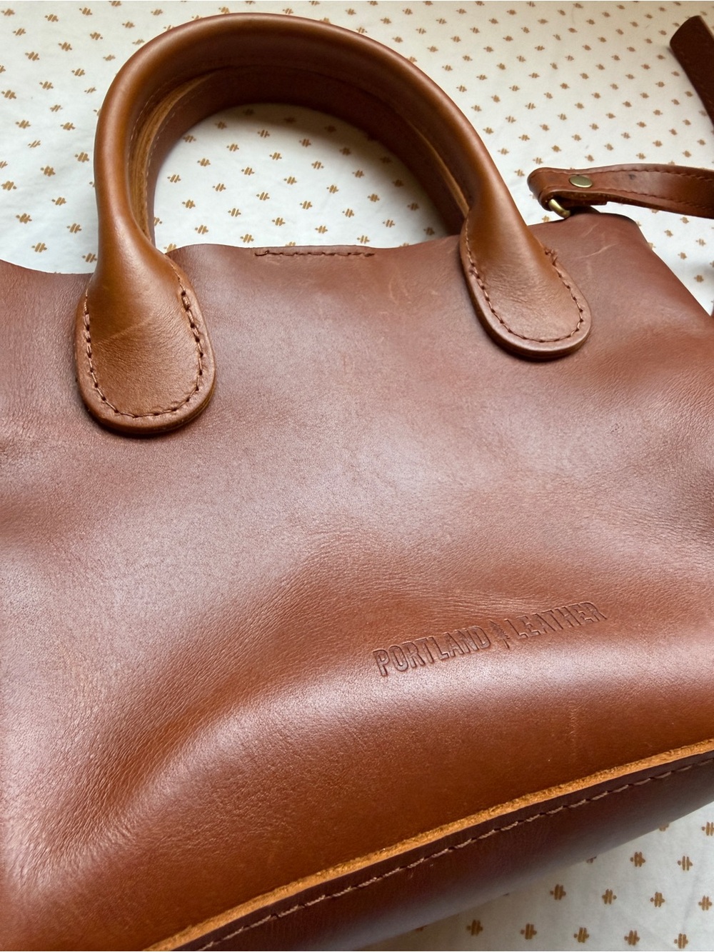 Portland Leather Goods Tote Crossbody Brown Mini - Picture 3 of 6